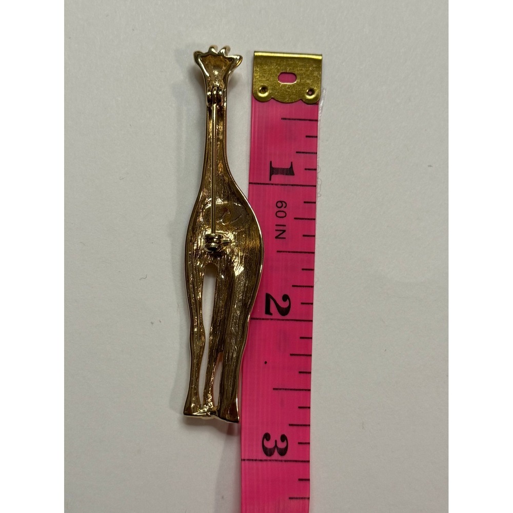 Vintage Liz Claiborne Gold Tone Giraffe Brooch Brown Enamel Animal Pin Safari - Picture 3 of 8